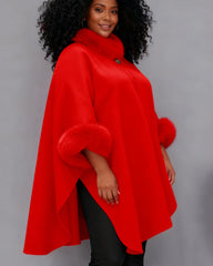Autumn-Winter Hepburn-Style Wool Cape Coat (Rabbit Fur Collar) | Perfect for Self & Gift for BFF/Sister/Family