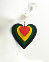Heart Multicolor Wood Cut Earrings