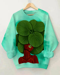 Leaves Black Girl Print Crewneck Sweatshirt