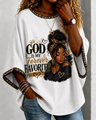God Is My Forever Favorite Round Neck Loose Top