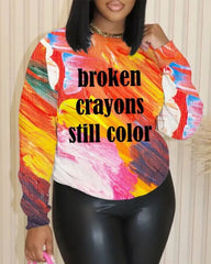 Broken Crayons Sill Color Artistic Oil Painting Style Sweatshirt