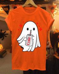 Cute Halloween Ghost 100% Cotton Crew Neck Short Sleeve Tshirt