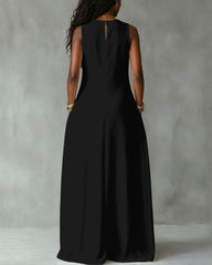 Striped Face Art Print Sleeveless Maxi Dress