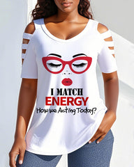 I Match Energy Off-shoulder Short-sleeved T-shirt