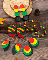 A Set of Five Reggae-colored Earrings