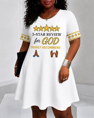 5-Star Review for God Print Round Neck Mini Casual Dress
