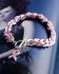 Braided Pink Ribbon Bracelet