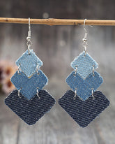 Geometric Square Retro Denim Earrings