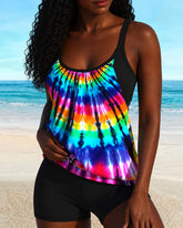 Spaghetti Strap Tie-Dye Print Two-Piece Swimsuit