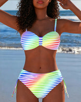 Ombre Color Block Wavy Stripe Bikini