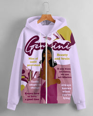 Women's Fashion Daily Black Gemini Women Print Long Sleeve Zipper Hoodie
