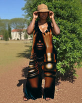 Afro Woman Print V-Neck Hooded Sleeveless Jumpsuit