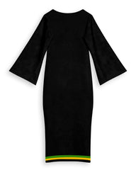 African Geometric Print Round Neck Bell Sleeve Bodycon Long Dress