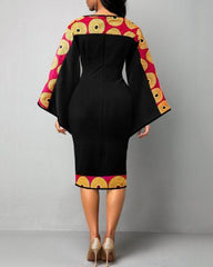 Beautiful Ankara Stylish Flared Sleeve Bodycon Midi Dress