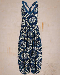 African Ethnic Pattern Print Sleeveless Harem Overalls Overalls