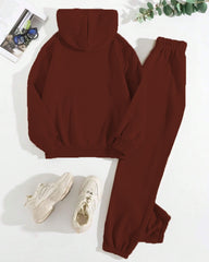 Abstract Human Face Long Sleeve Hoodie Two Pieces Set