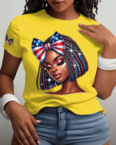 100% Cotton 250th anniversary Black Woman Crew Neck Short Sleeve Tshirt