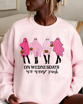 Halloween Pink Ghost Cotton Long Sleeve Sweatshirt