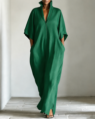 Mid-length Sleeve V-neck Casual Loose Dress