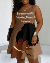 Stay On Your P's Round Neck Sleeveless Mini Casual Dress