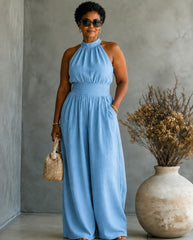 Sleeveless Halter Neck Loose Wide-leg Jumpsuit
