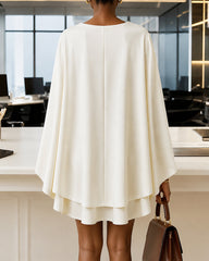 One-piece Cape Shawl Sleeveless Mini Dress Includes Belt