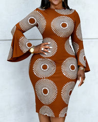 Classic Ankara Polka Dot Print Flared Sleeves Mini Dresses