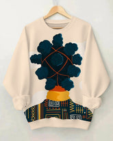 Black Girl With Locs Print Crewneck Sweatshirt