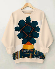 Black Girl With Locs Print Crewneck Sweatshirt