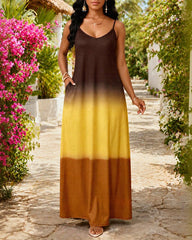Sling Gradient Print Pocket Maxi Dress