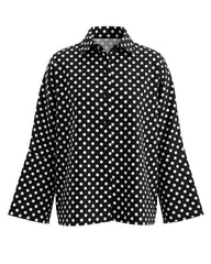 Urban Classic Polka Dot Print Loose Long Sleeves Lapel Blouses&Shirts Tops