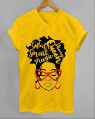 Black Woman In Glasses V-neck Short Sleeve Tshirt