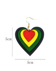Heart Multicolor Wood Cut Earrings