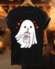 Cute Halloween Ghost 100% Cotton Crew Neck Short Sleeve Tshirt