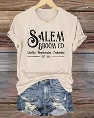 Salem Broom Co Quality Handcrafted Enchanted Est 1692 Halloween T-Shirt