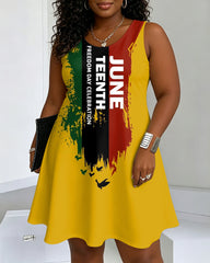 Celebrating Independence Day Round Neck Sleeveless Mini Casual Dress