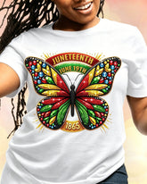 100% Cotton Juneteenth Reggae Diamond Butterfly Crew Neck Short Sleeve Tshirt