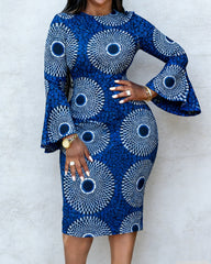 Classic Ankara Polka Dot Print Flared Sleeves Mini Dresses
