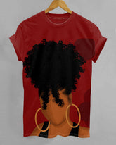 Gold Earrings Afro Women Print Short Sleeve Tshirt