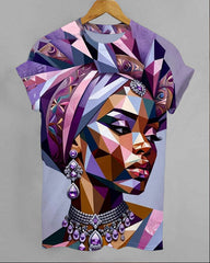 Retro Purple African Woman Unisex Short Sleeve Shirt