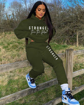 Strong Than The Storm Long Sleeve Hoodie Two Pieces Set