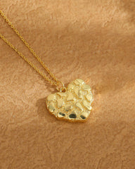 Vintage Nugget Heart Charm Pendant Necklace