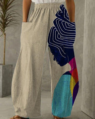 Artistic personality black girl fashion printed casual trousers