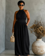 Sleeveless Halter Neck Loose Wide-leg Jumpsuit