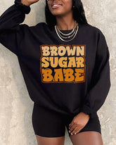 Creative Contrasting Letter Printed Round Neck Ladies Sweatshirt