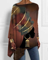 African Print Hijab Women Irregular Top