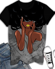 Brown Afro Cartoon Girl Short Sleeve Tshirt