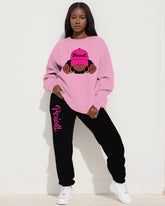 Black Girl Portrait Sweatshirt Two Pieces Set