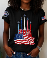 100% Cotton 250 Years American Flag Crew Neck Short Sleeve Tshirt