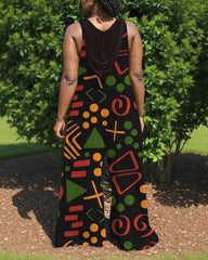 Juneteenth V-Neck Hooded Sleeveless Jumpsuit